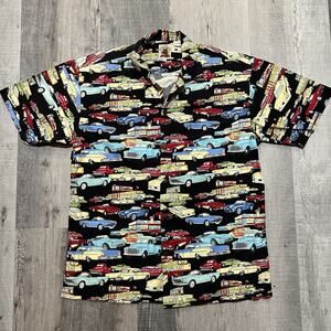 Max Boxxer Route 66 Classic Cars Loop Collar Cotton All Over Print Diner Shirt L